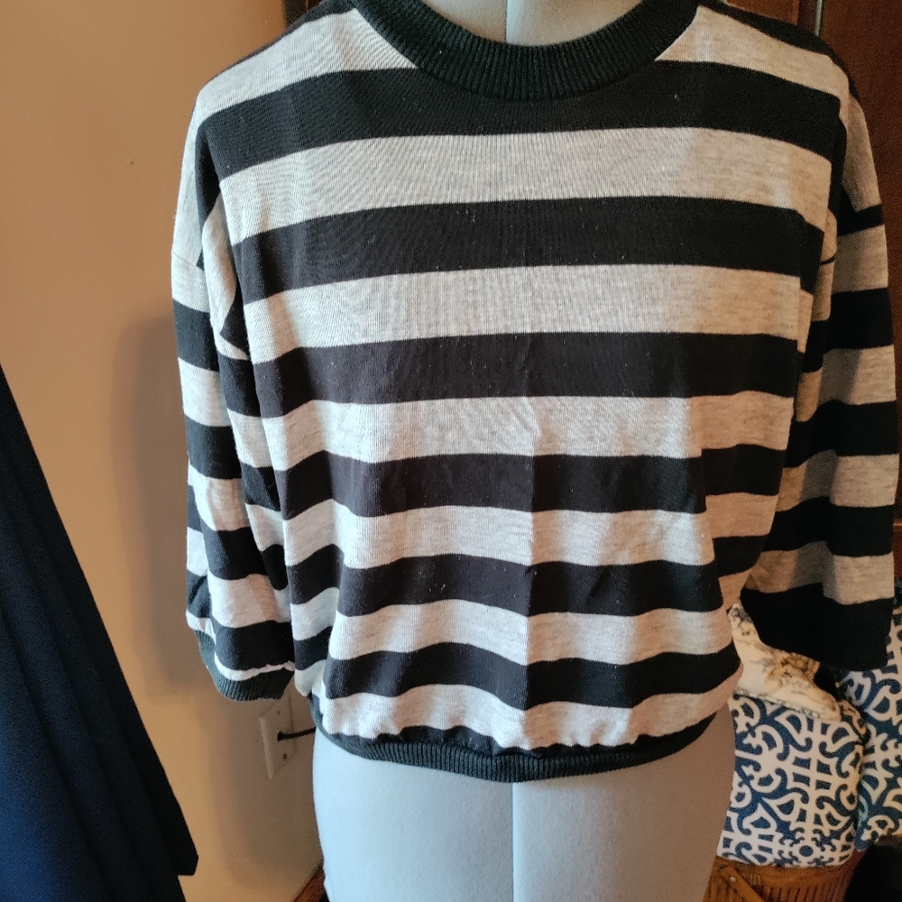 Vintage French Navy mid waist top Medium